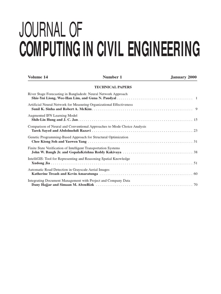 ASCE Journal of Computing in Civil Engineering, Volume 14, 2000 PDF