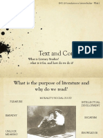 Text and Context: What Is Literary Studies? What Is It For, and How Do We Do It?