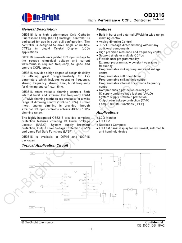 Ob3316 PDF PDF Fluorescent Lamp Capacitor