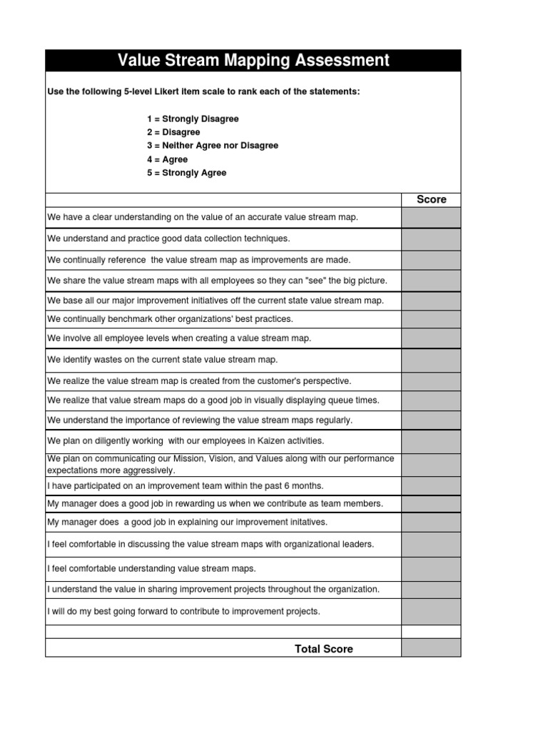 Value Stream Mapping Assessment Guide | PDF | Map | Employment