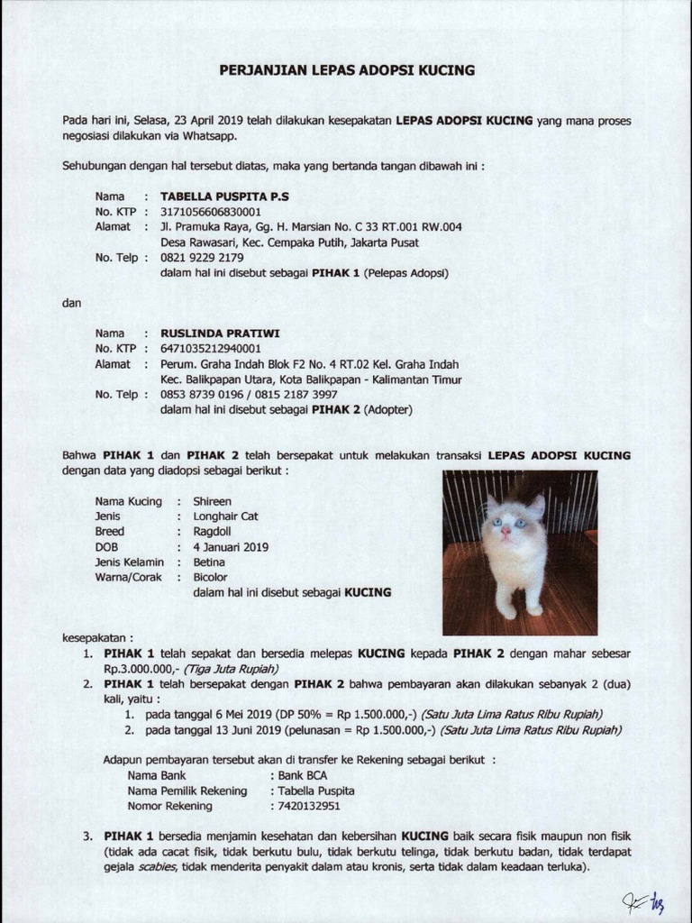 Format Surat Adopsi Peet