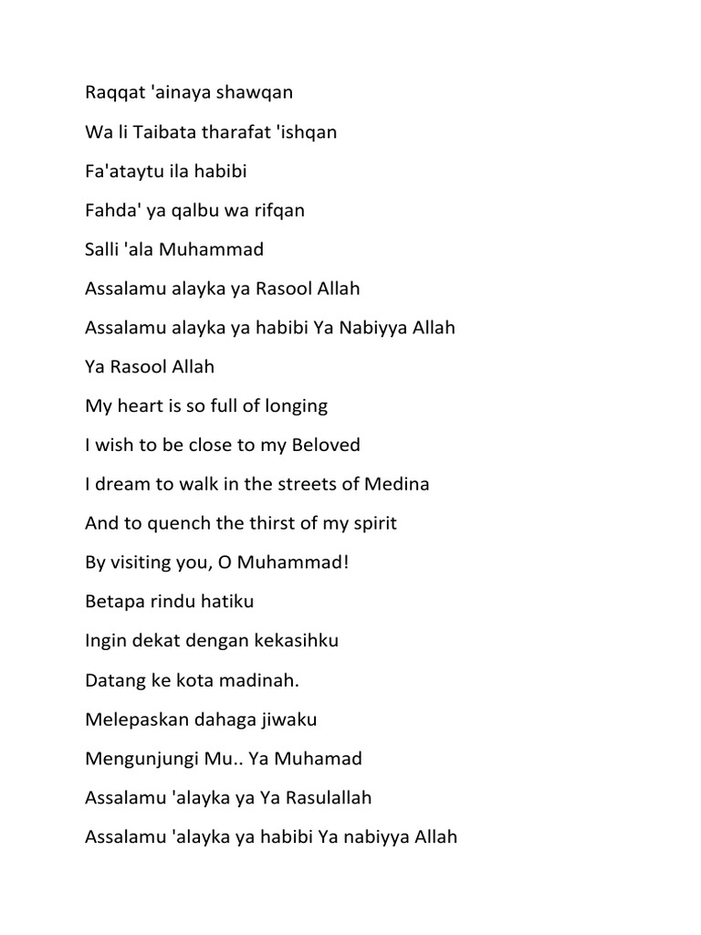 Lirik Assalamu'Alaikum | PDF | Art | Religion \u0026 Spirituality, image size:768x1024