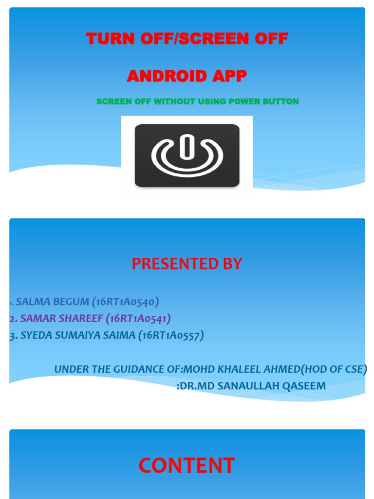 Screen Off App for Android Devices | PDF