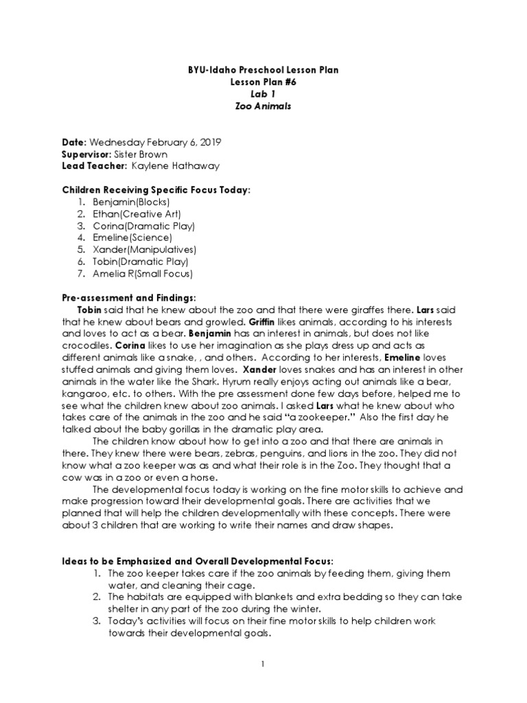 Lab 1 Zoo Animals | PDF | Language Arts & Discipline