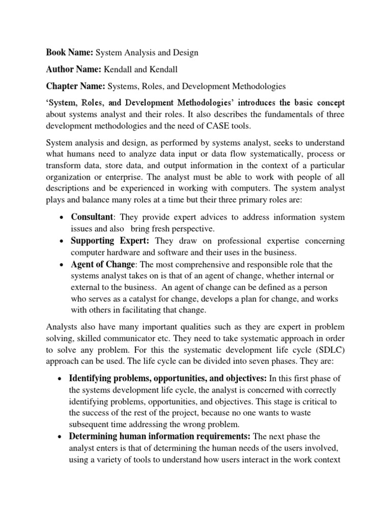Systems, Roles, and Development Methodologies Review | PDF ...