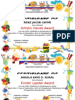 Certificate Of: Artistic Hands Award