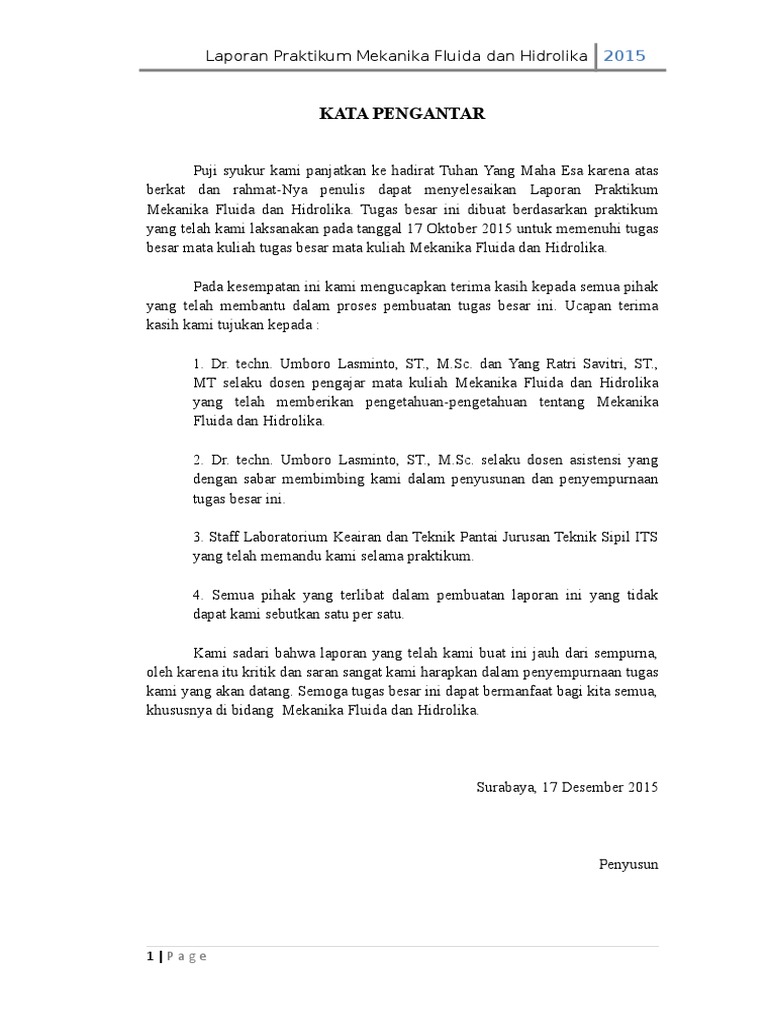 Laporan Praktikum Mekflu