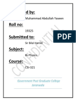 Submitted By: Roll No: Submitted To: Subject: Course:: Muhammad Abdullah Yaseen 19325