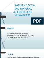 Distinguish Social, Natural and Humanities