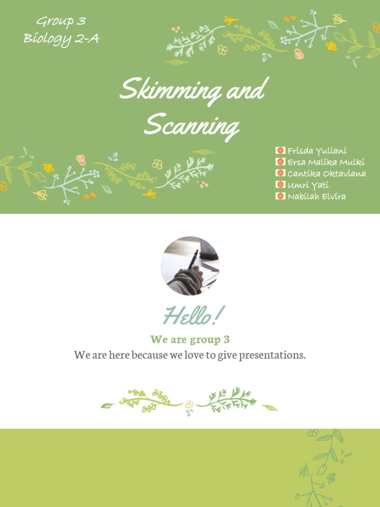 Skimming and Scanning Group 3 Biology 2A PDF Speed Reading Epistemology