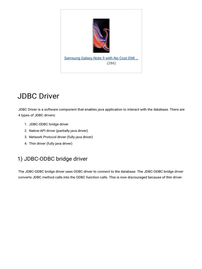Java JDBC Driver Javatpoint PDF Information Technology Computer