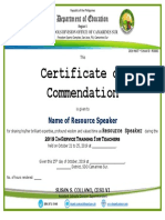 2019 INSET Certificate of Commendation Official