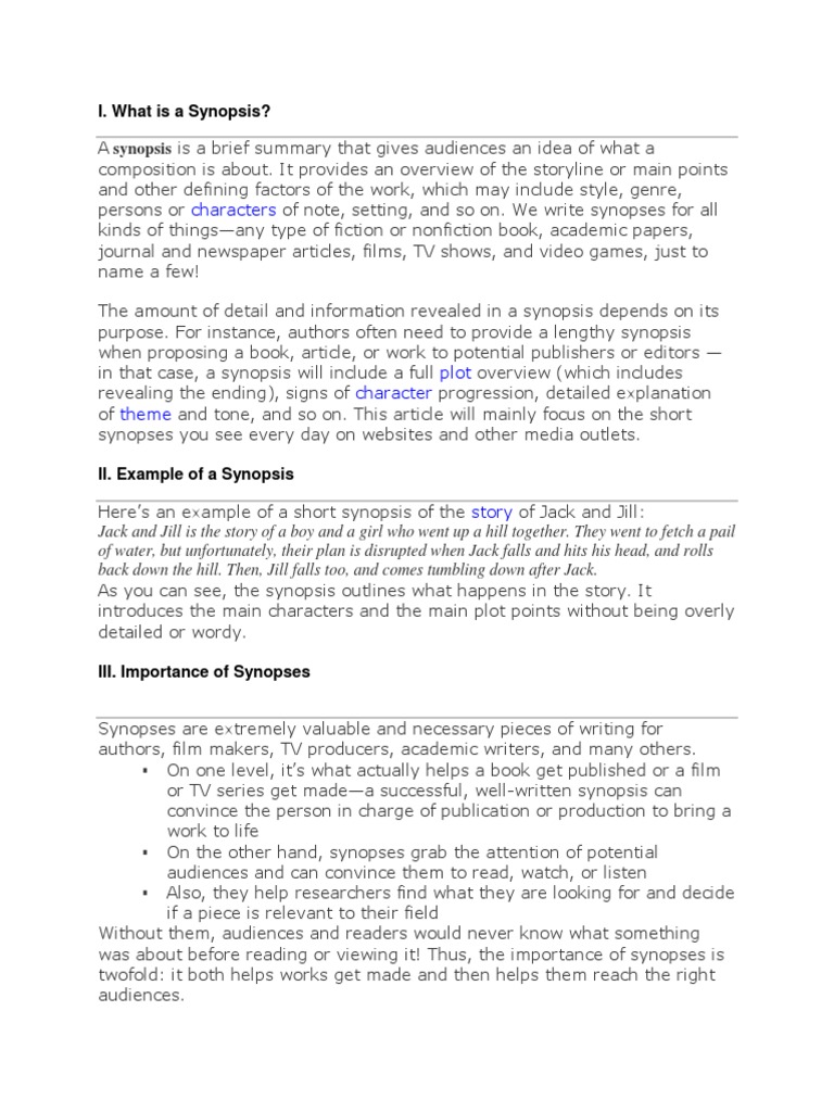 Understanding Synopses: Importance & Examples | PDF | Social Science