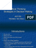 Critical Thinking: Strategies in Decision Making