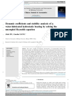 Dynamic Coe Cients and Stability Analysis of A Water-Lubricated Hydrostatic Bearing by Solving The Uncoupled Reynolds Equation