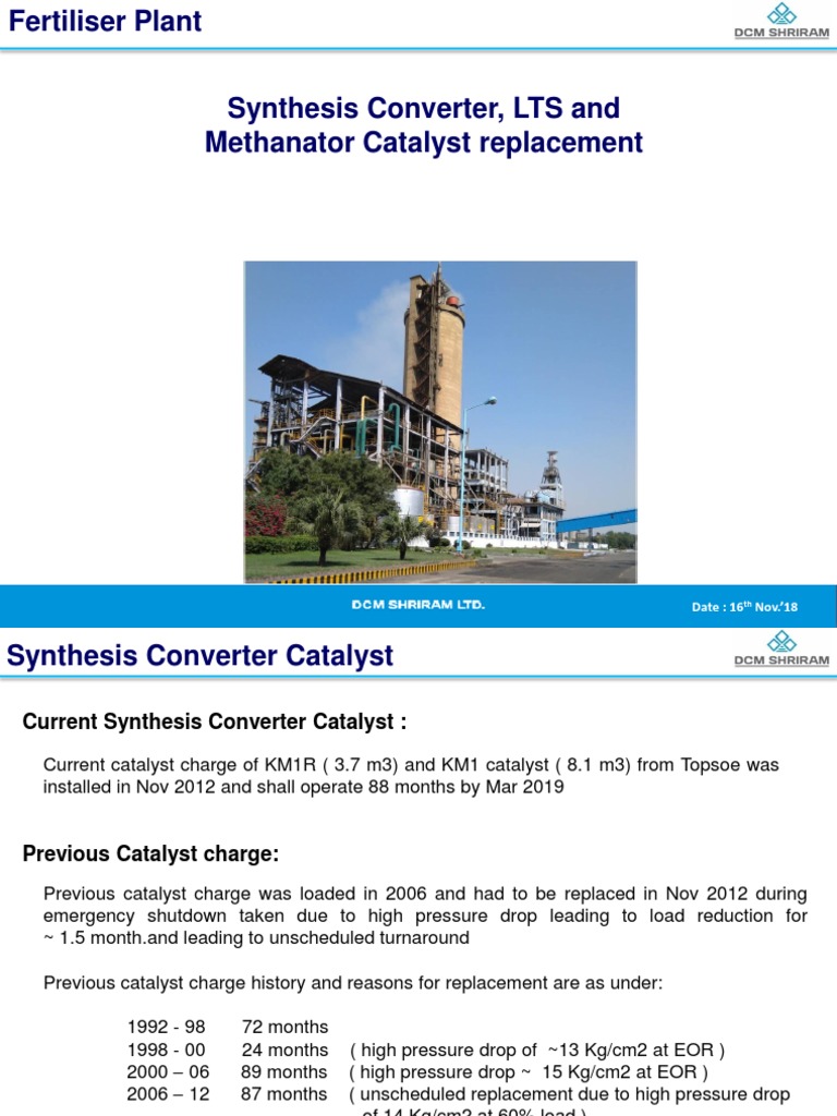 Catalyst Replacement for Ammonia Production | PDF | Carbon Dioxide ...