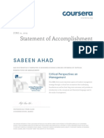 Statement of Accomplishment: Sabeen Ahad