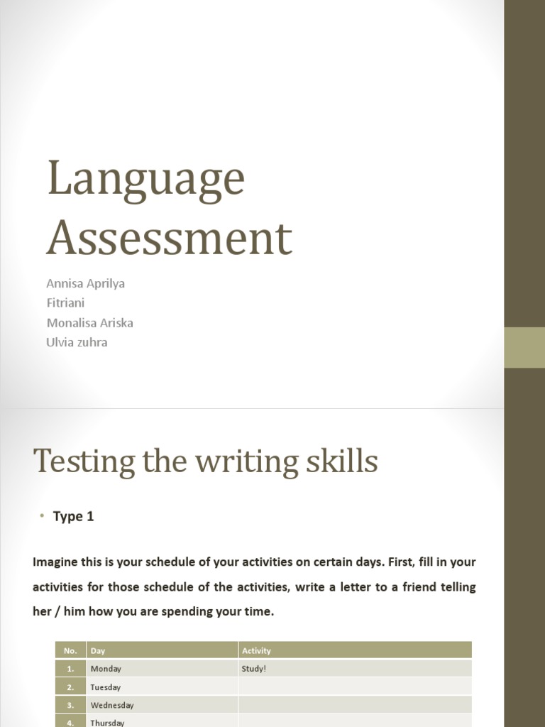 Writing Skills Assessment Examples | PDF