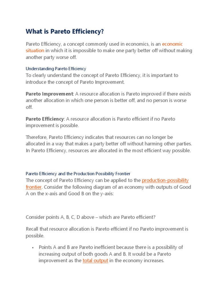 Understanding Pareto Efficiency in Economics | PDF | Pareto Efficiency ...