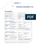 Learning Agreement For Studies The Student