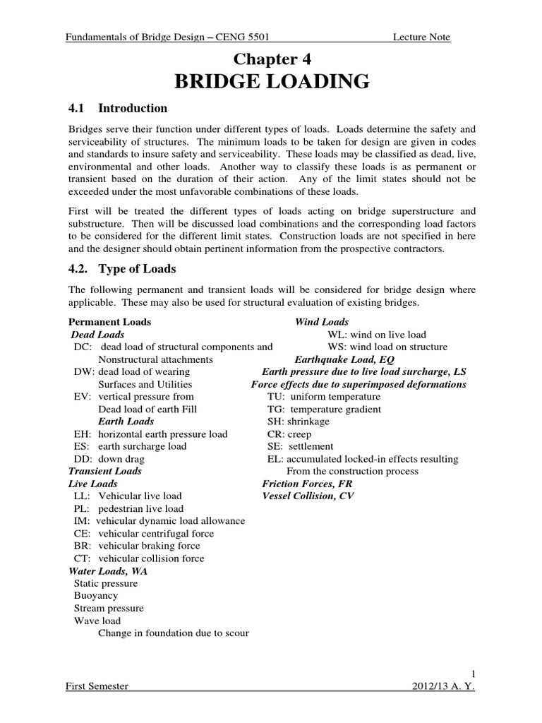 Bridge Loading Fundamentals | PDF | Structural Load | Force