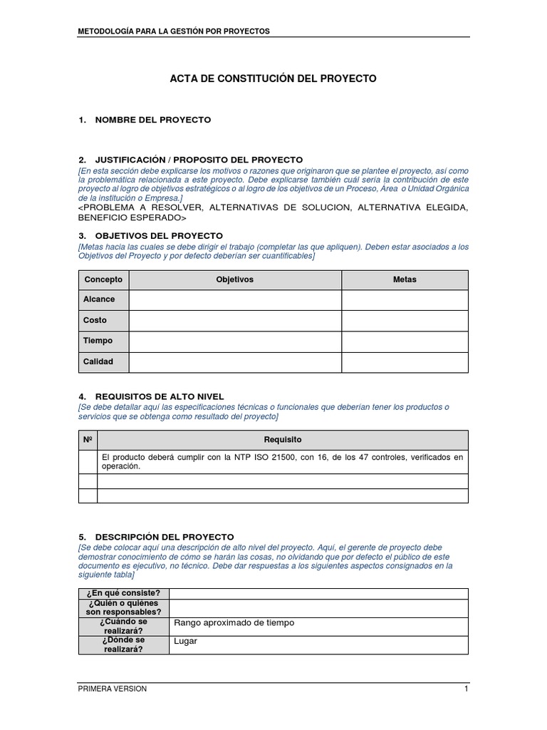Acta de Constitución Del Proyecto | PDF | Software | Informática