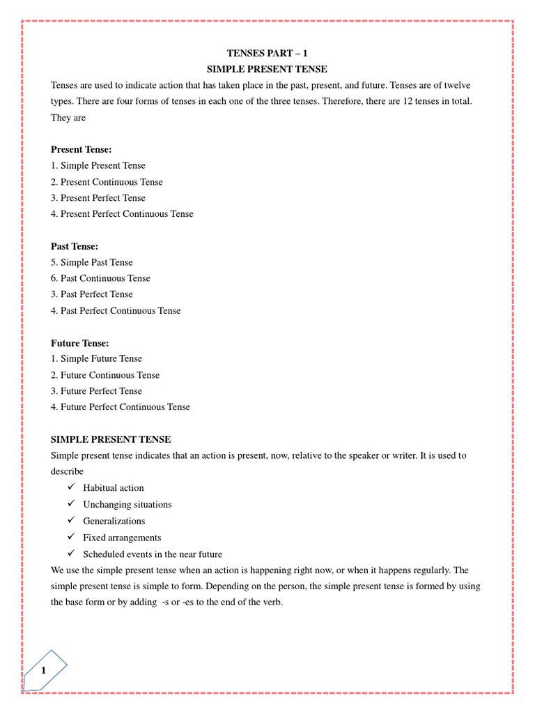Tenses Part1 Grammatical Tense Perfect Grammar