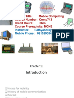 Course Title: Mobile Computing Course Number: Comp743 Credit Hours: 3hrs Course Prerequisite: NONE