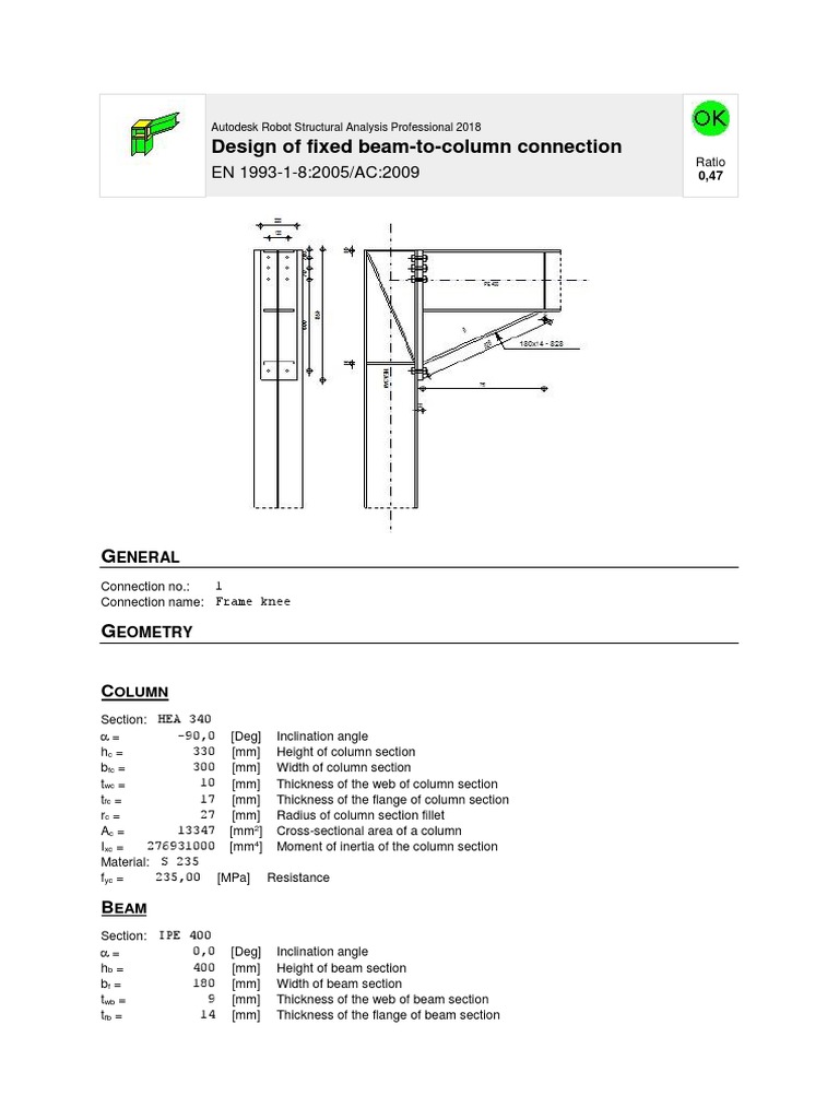 Fixed Beam-Column Connection Design | PDF | Bending | Beam (Structure)