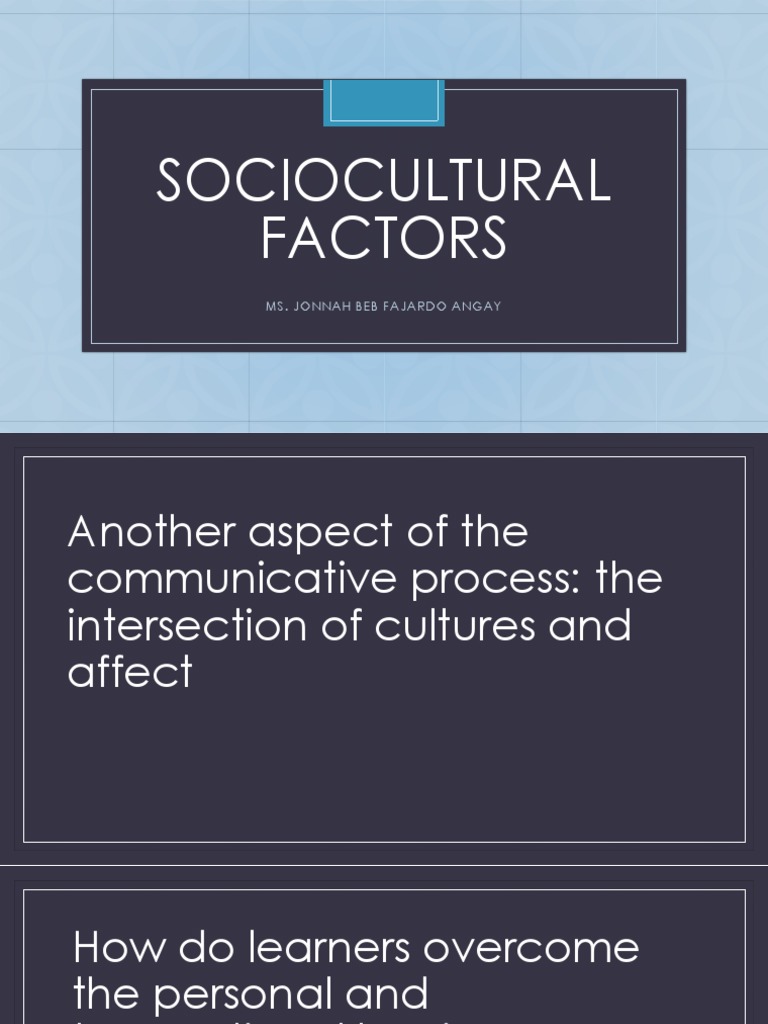 Sociocultural Factors | PDF | Attitude (Psychology) | Second Language