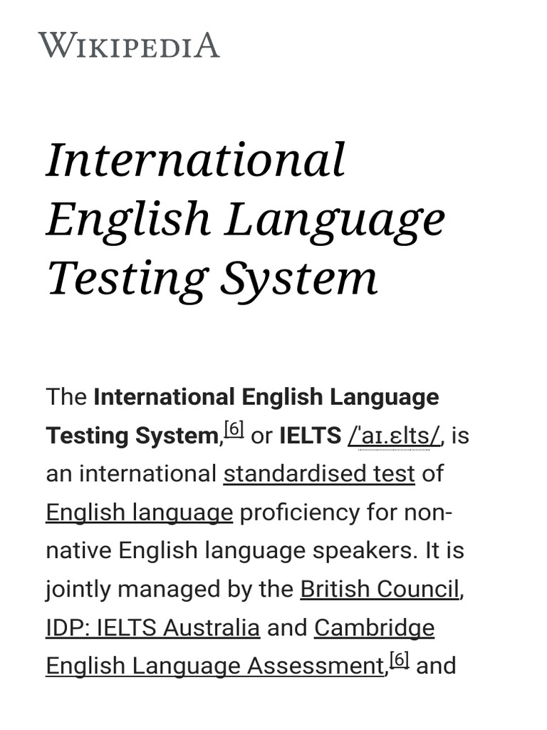 International English Language Testing System Wikipedia International English Language Testing System Tests