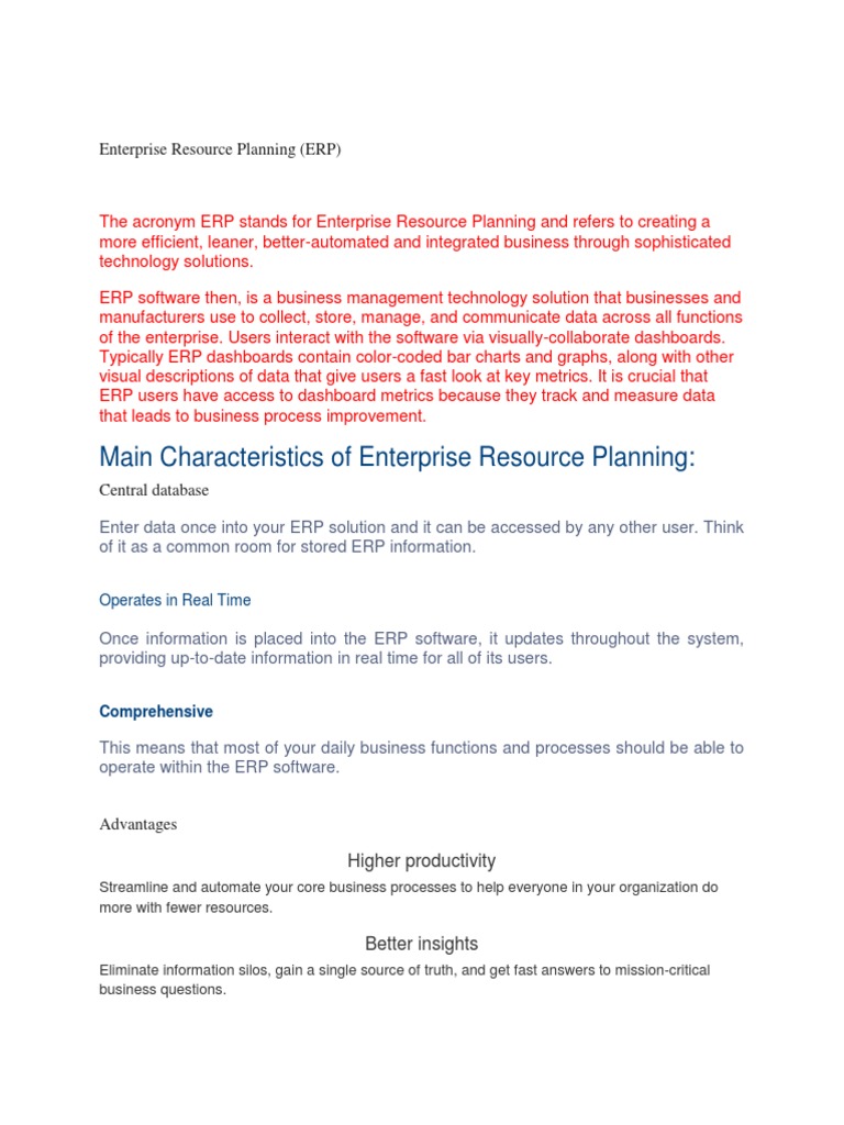 Understanding Enterprise Resource Planning (ERP) | PDF | Enterprise ...