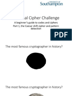 National Cipher Challenge: A Beginner's Guide To Codes and Ciphers Part 1, The Caesar Shift Cipher and Pattern Detection