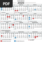 Calendario Feriado y Bancario 2020 Mejorado