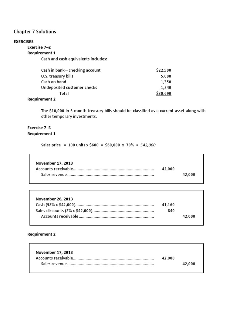 Accounting Exercises & Solutions | PDF | Bad Debt | Debits And Credits