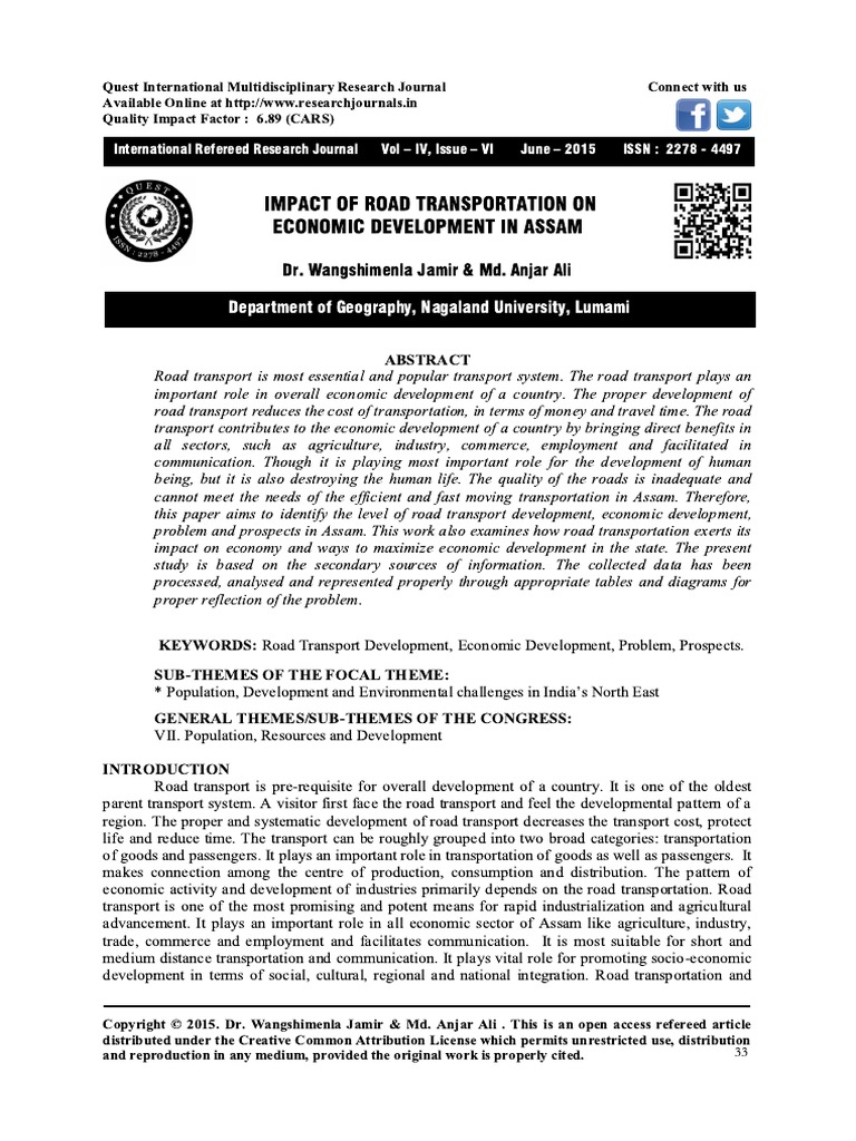 Impact of Road Transportation | PDF