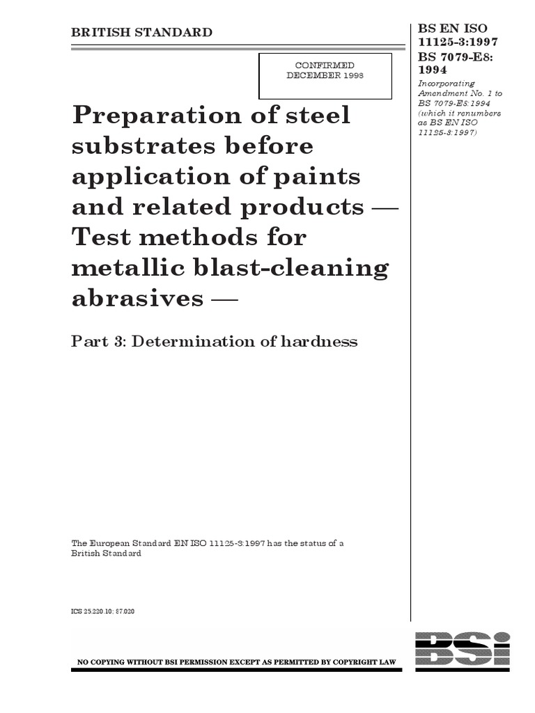 BS en Iso 11125-3-1997 (2000) BS 7079-E8-1994 | PDF | Hardness ...