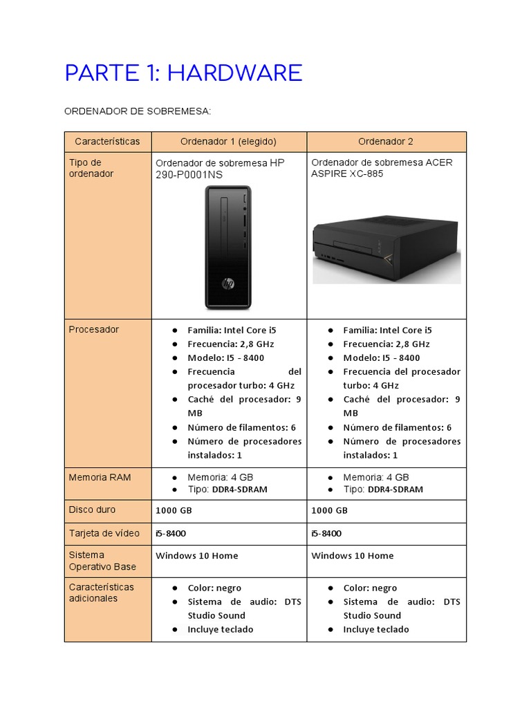 Tabla Comparativa | PDF | Microprocesador | Compatibles con PC Ibm