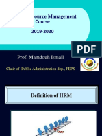 Human Resource Management Course 2019-2020: Prof. Mamdouh Ismail