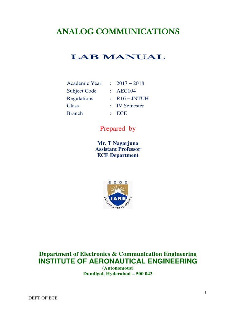 Analog Communication Lab Manual | PDF | Frequency Modulation | Modulation