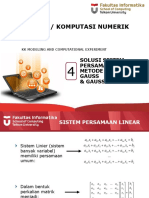 Minggu 4 Eliminasi Gauss Eliminasi Gauss-Jordan