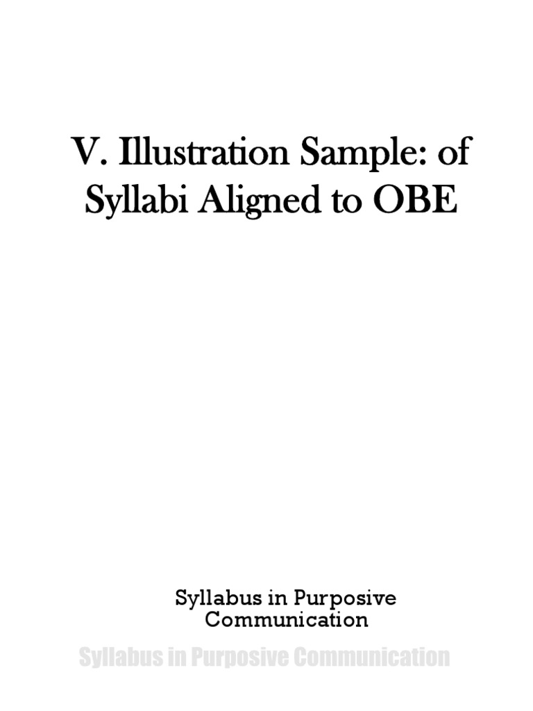 V. Illustration Sample: of Syllabi Aligned To OBE | PDF