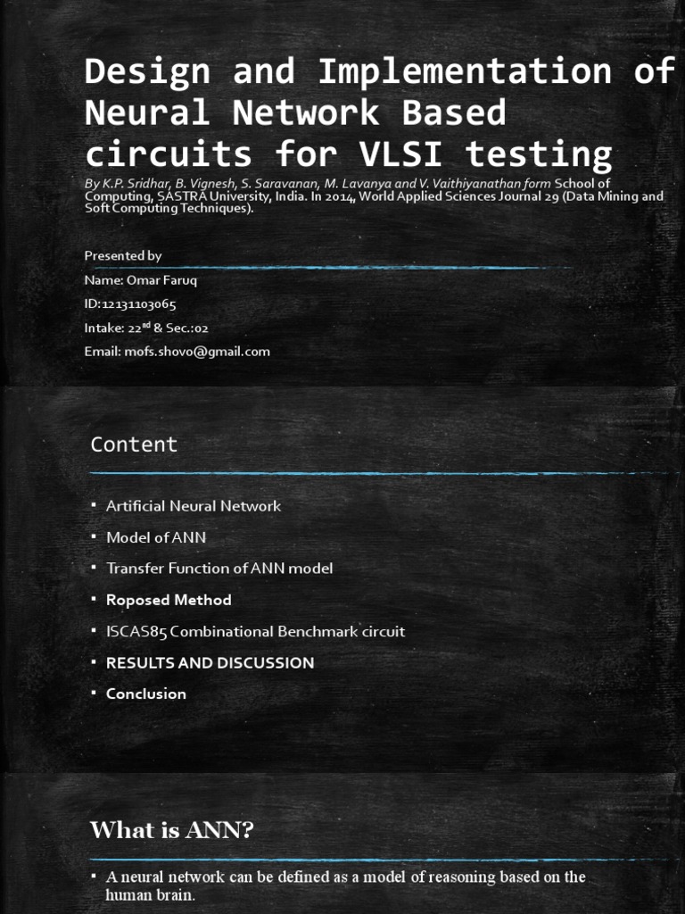 Design and Implementation of Neural Network Based Circuits For VLSI ...