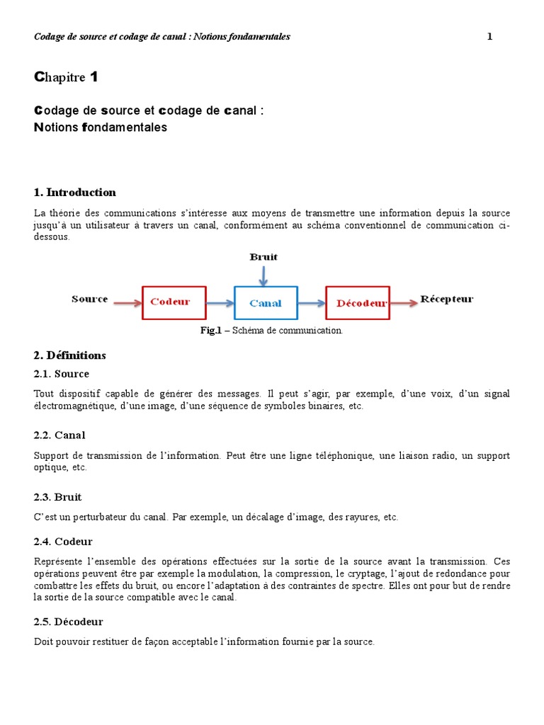 Chapitre1 CodageSourceCanal | PDF | Détection et correction des erreurs ...