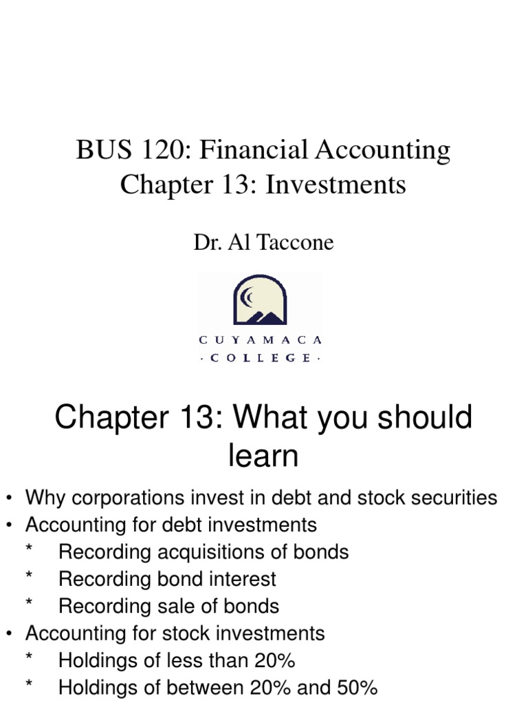 Accounting for Investments in Securities | PDF | Debits And Credits ...