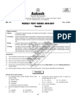 Weekly Test Series 2016-2017 Test-01: Regd. Office: Aakash Tower, Plot No.-4, Sec-11, MLU, Dwarka, New Delhi-110075