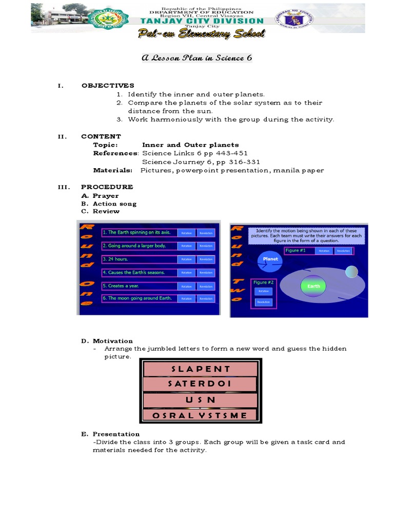 Grade 6 Solar System Lesson Plan | PDF | Planets | Solar System