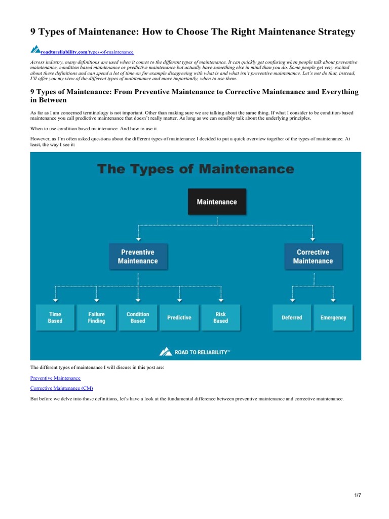 9 Types of Maintenance How To Choose The Right Maintenance Strategy PDF