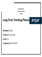Long-Term Teaching Planning: Discipline:English Teacher:Caraseni Inna Grade:3Rd Academicyear:2019-2020