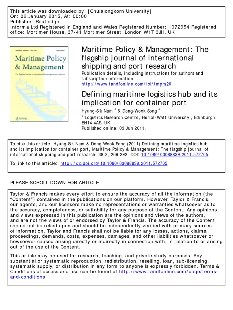 Defining Maritime Logistics Hubs | PDF | Airline Hub | Logistics